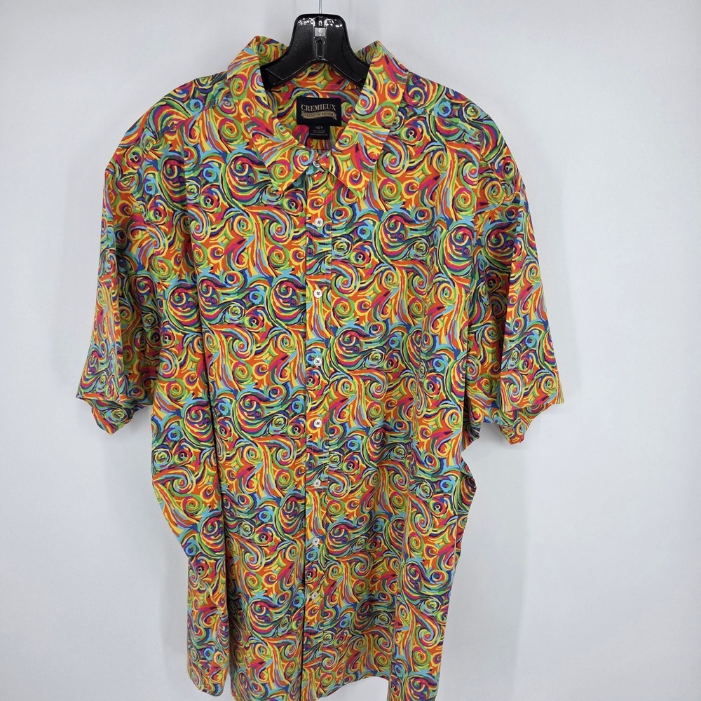Cremieux Premium Denim Mens 4XT Button Up Shirt Multicolor Swirl Pattern